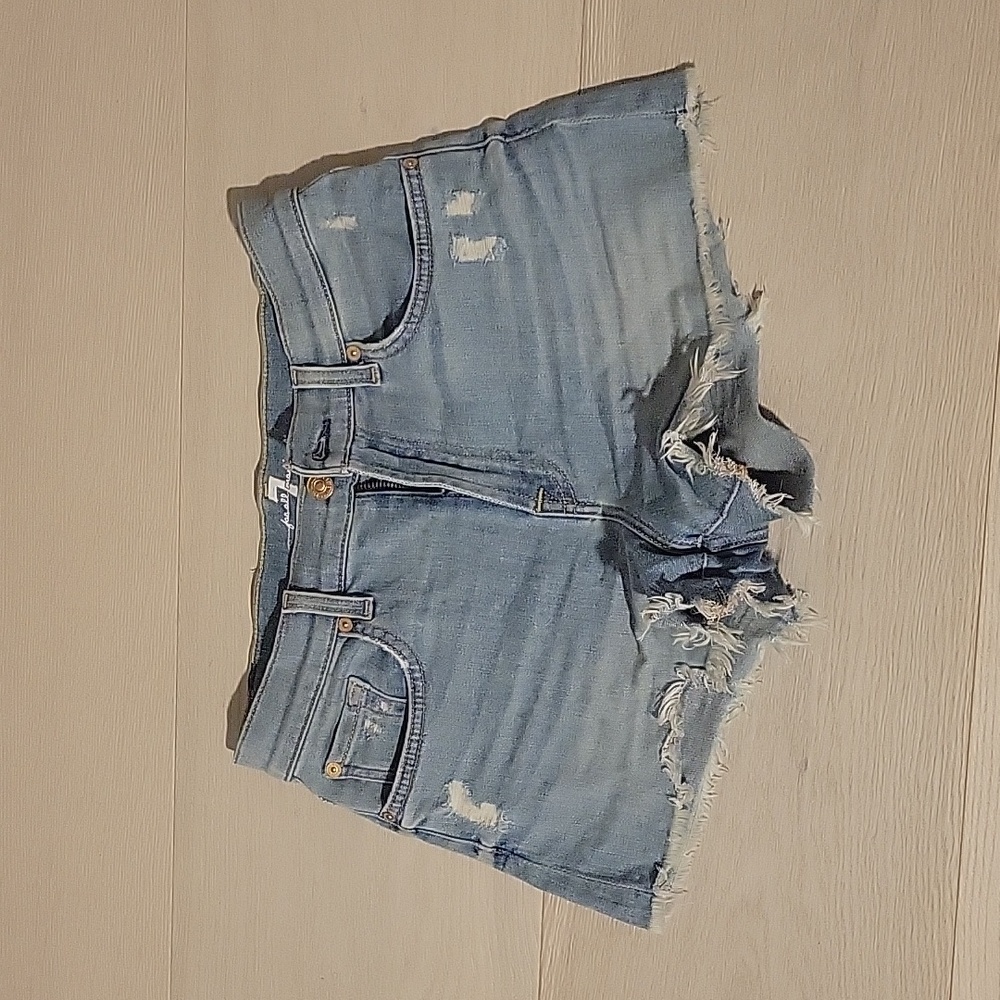 7 For All Mankind Distressed Mid-Rise Cut-Off Shorts